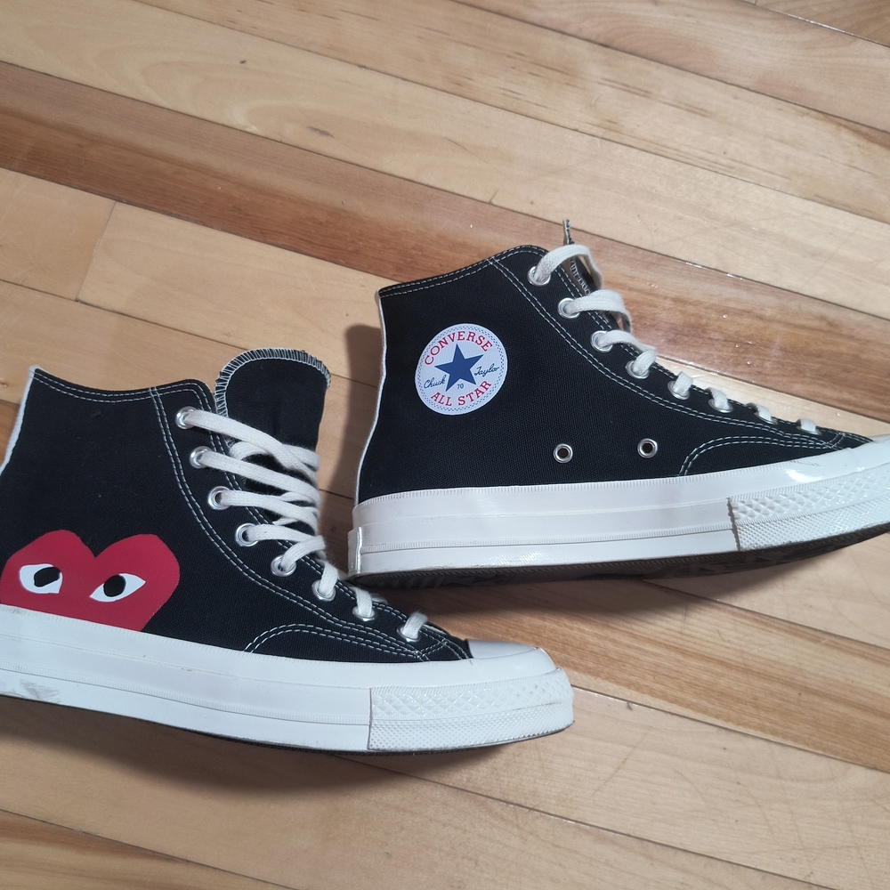 Converse Comme Des Garçons Black and Red High-Top Sneakers